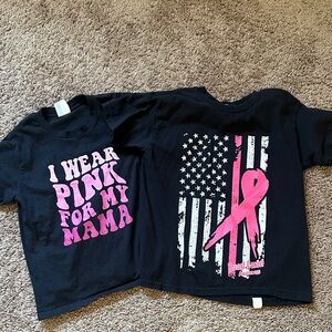 Amazon Kids Black T-Shirts with Pink Breast Cancer Awareness Graphics